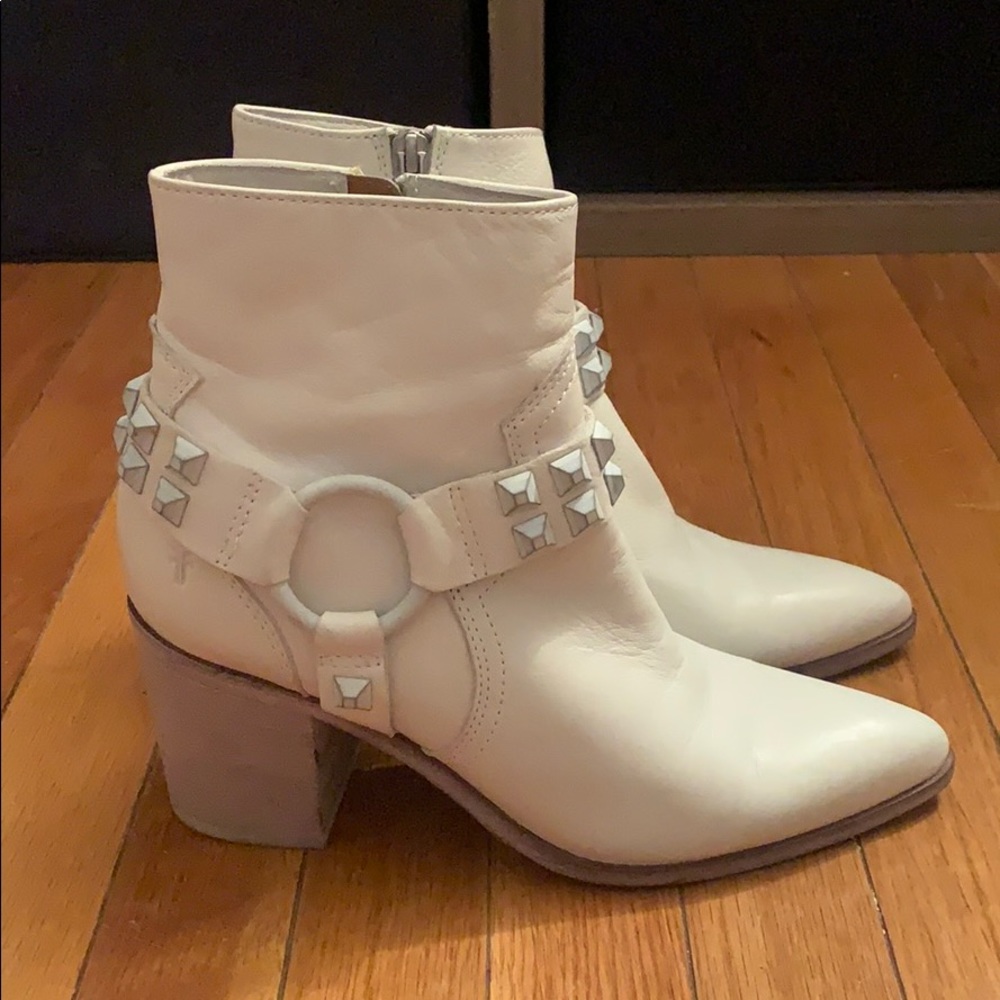 White Flynn Stud Harness Frye Boots